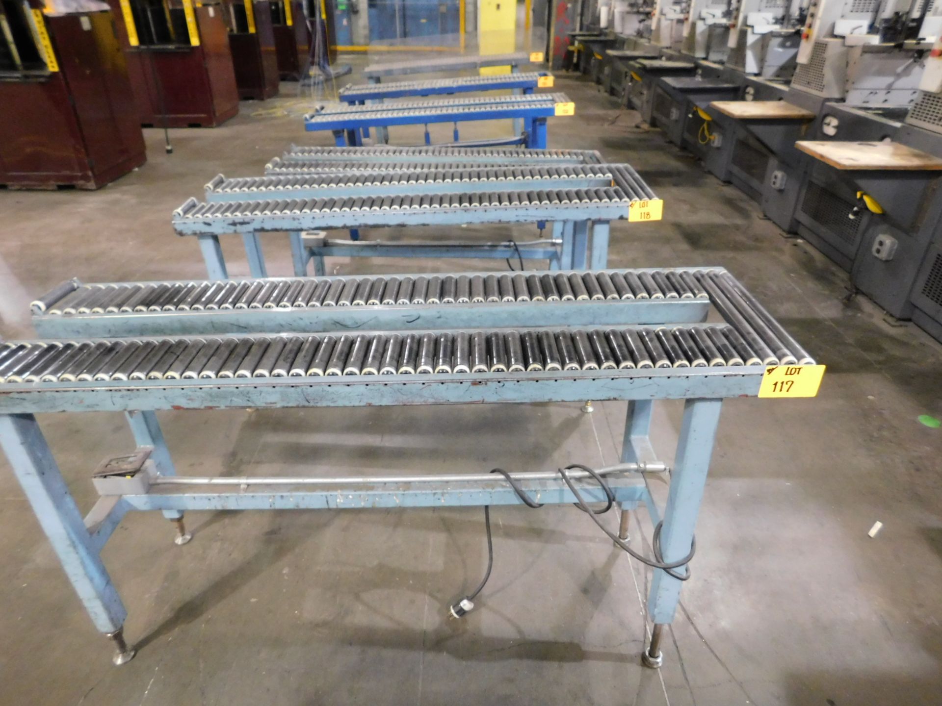 Dynark banding machine with discharge roller conveyor, 5 ft. long by 18 in. wide, mobile, asset # - Image 3 of 3