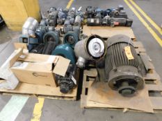 Assorted motors, gear drives, Varis HP, (4) pallets