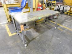 Lot of (2) mobile table, 6 ft. long by 30 in. wide