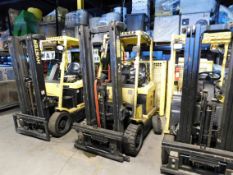 Hyster 48 volt electric forklift, 2-stage, 131 in. high MAX, solid cushion tire, 4,700 lbs. capacity