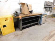 Work table with vise, (2) Lista cabinets