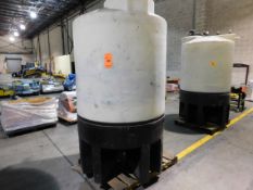 Lot of (2) polytank cone bottom, 6 ft. high by 4 in. diagonal, 500 gallon capacity