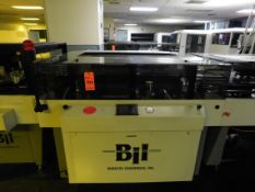 Burgess adjust. cut-off plate bender with auto feed, BWFDPL 2430, #W2747-3, discharge, m/n ACB2430CT