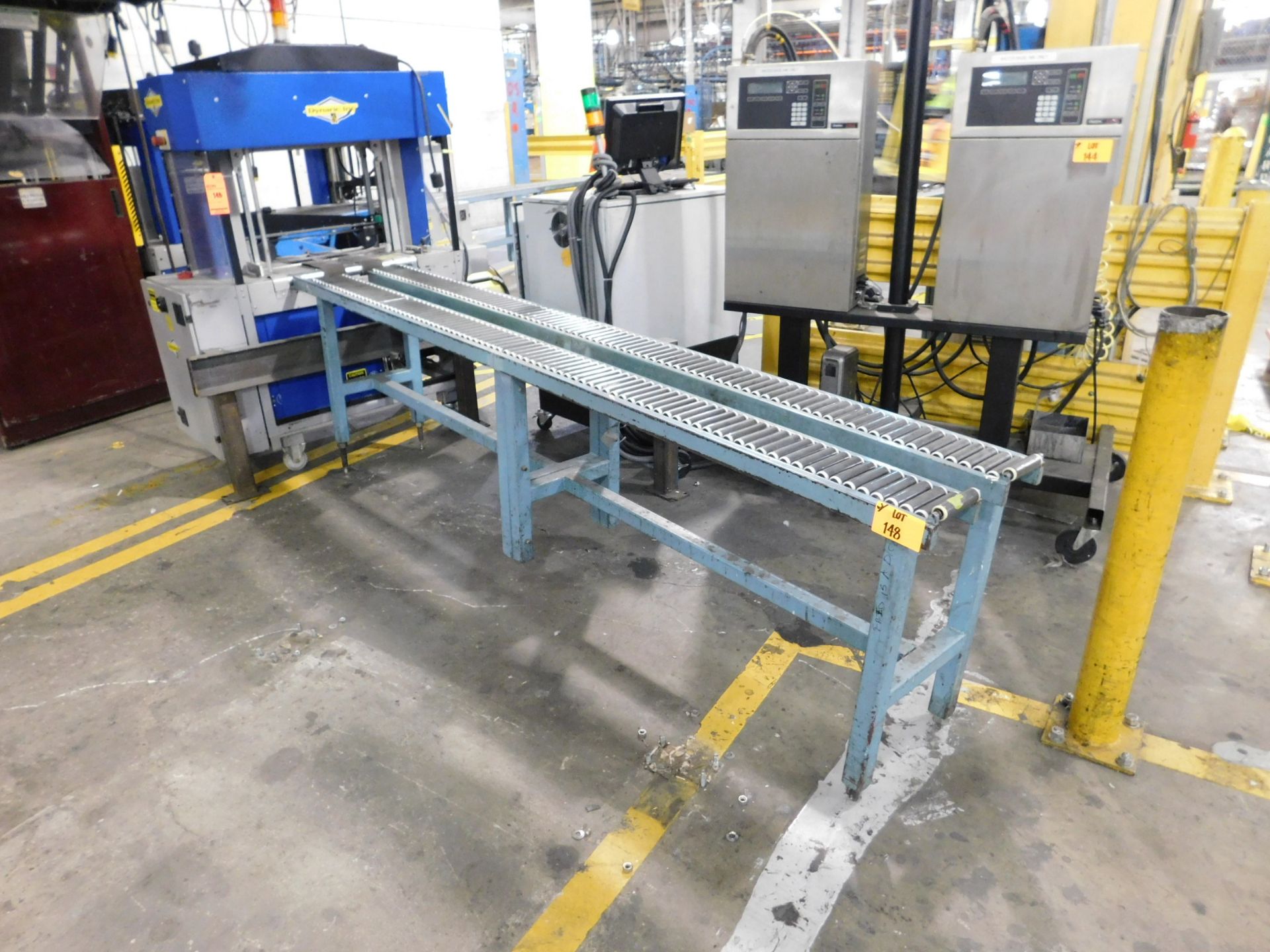 Dynark banding machine with discharge roller conveyor, 10 ft. long by 18 in. wide, asset # PT8009 - Image 2 of 2