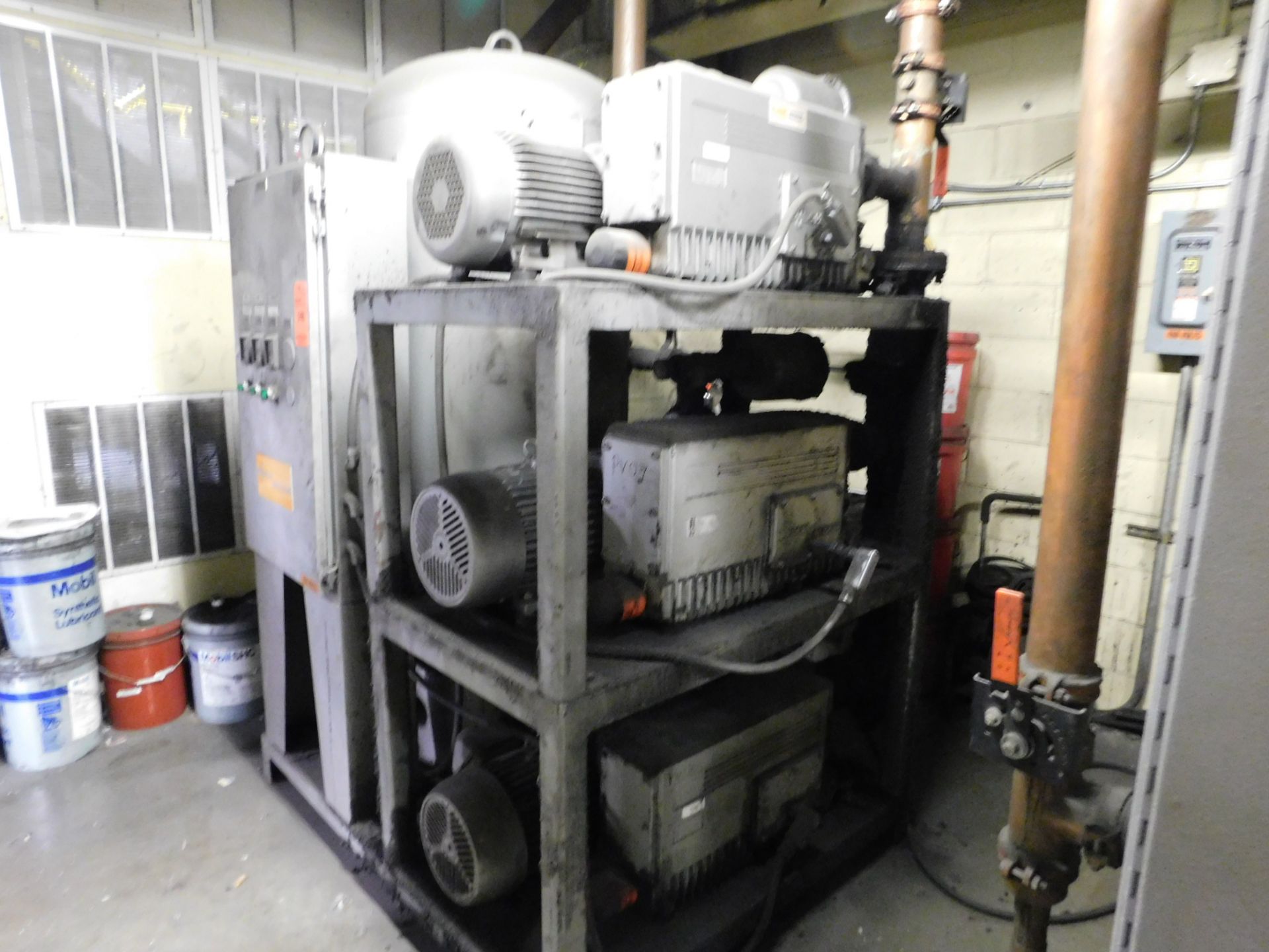 Lot of (3) Busch vacuum pump systems with vertical receiver air tank skid mount, #15451, #13024, # - Image 2 of 2