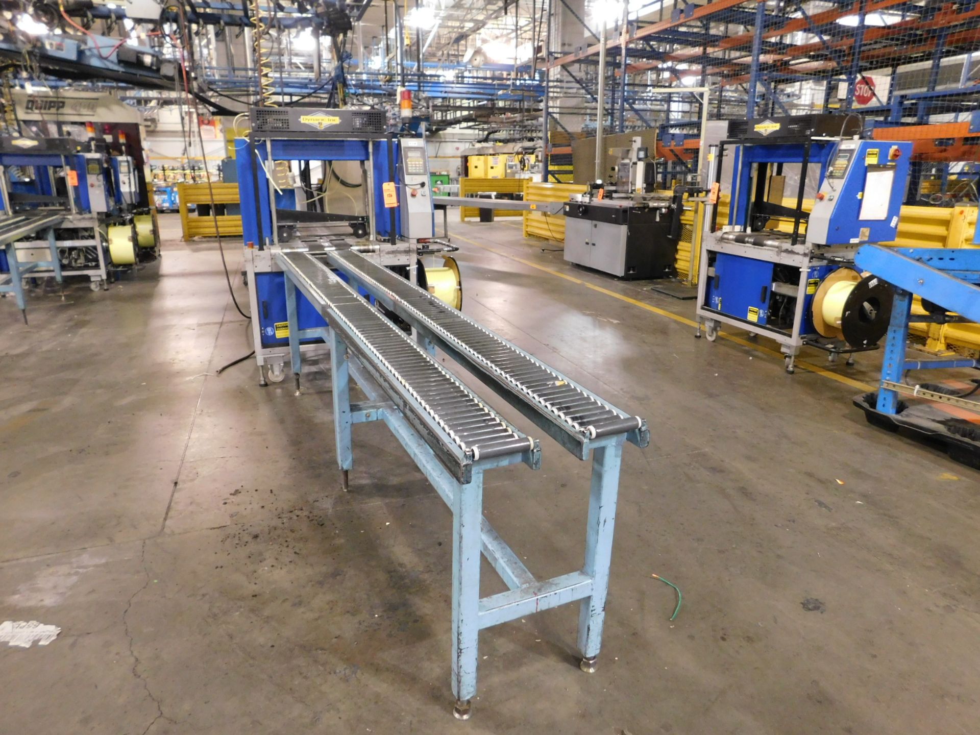 2002 Dynark banding machine with discharge roller conveyor, 10 ft. long by 18 in. wide, asset # T18, - Image 2 of 3