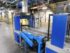 Dynark banding machine with discharge belt conveyor, 4 ft. long by 24 in. wide, asset # T474, m/n