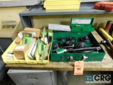 Green Lee hydraulic knock out punch with (3) parts bin spare parts, m/n 767