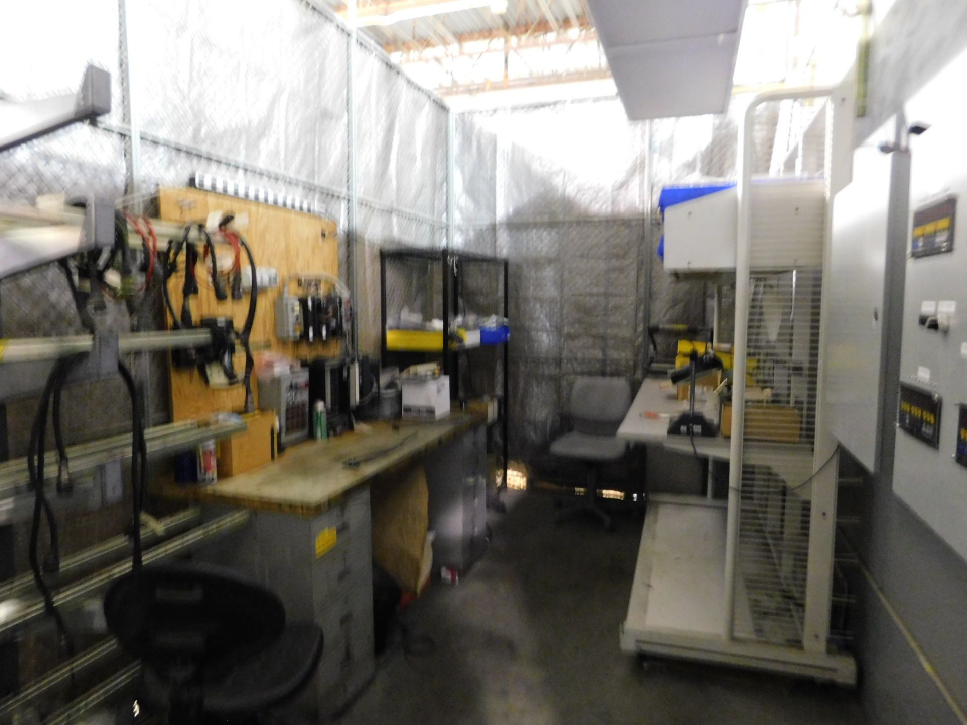 Content of cage area with electrical shafts, fuses, test desk, cantilever racking - Image 9 of 13