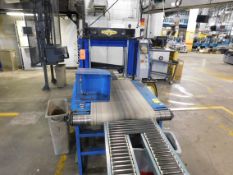 Dynark banding machine with discharge belt conveyor, 4 ft. long by 24 in. wide, m/n NP3, s/n