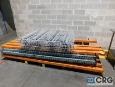 Lot of (3) section pallet rack, (3) 8 ft. high by 42 in. wide upright, (12) 9 ft. cross bar wire