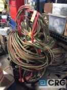 Lot of asst acetylene torch hoses, gages and (1) tank cart (LOCATED INDUSTRIAL COURT INSIDE)