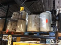 Lot of asst water heaters and tanks, contents of (2) skids on top shelf of racking