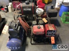 Lot of (3) asst portable generators and (1) portable horizontal air compressor (LOCATED INDUSTRIAL