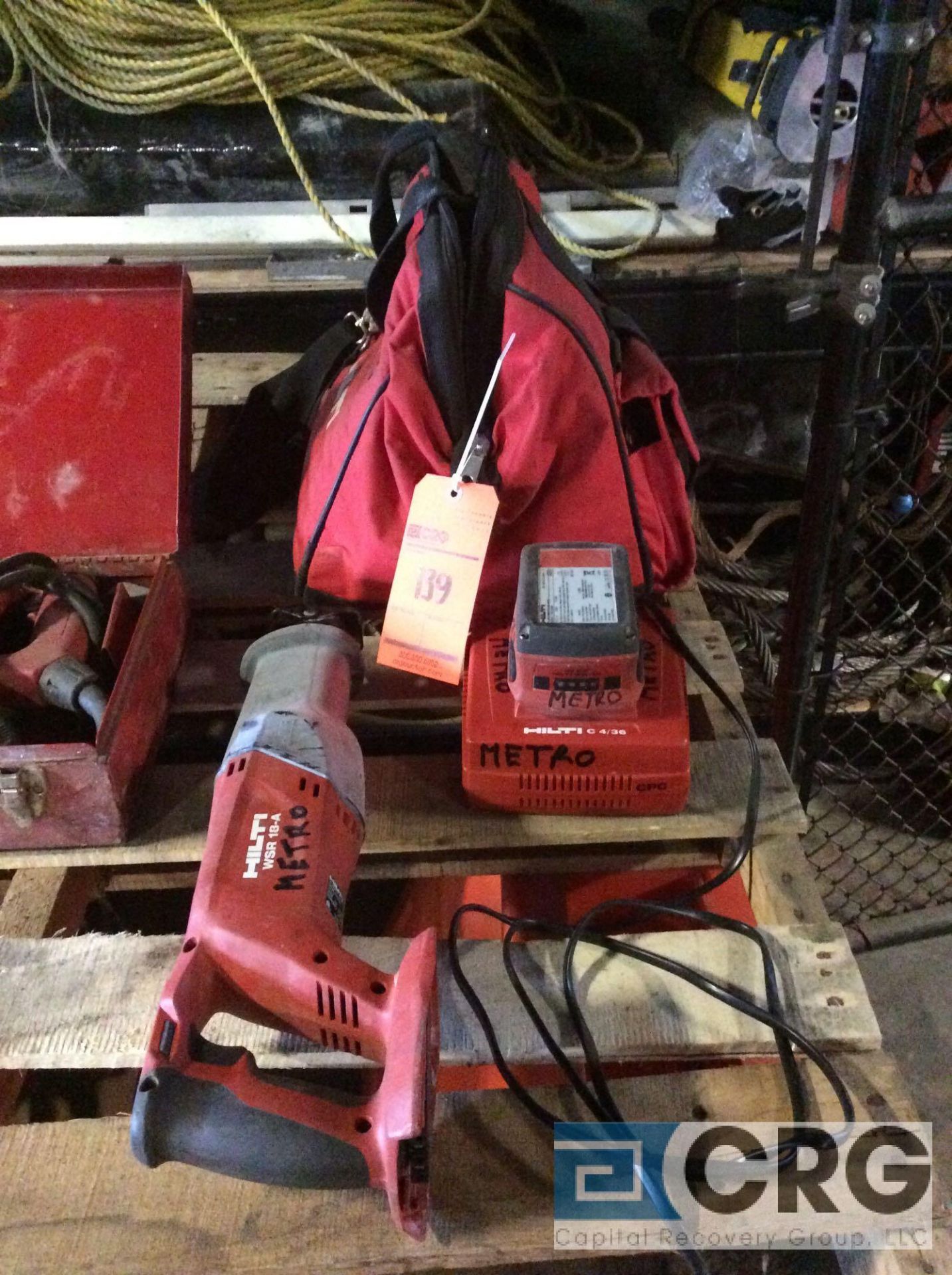 Hilti cordless sawzall mn WSR-18A with charger and bag (LOCATED INDUSTRIAL COURT INSIDE)