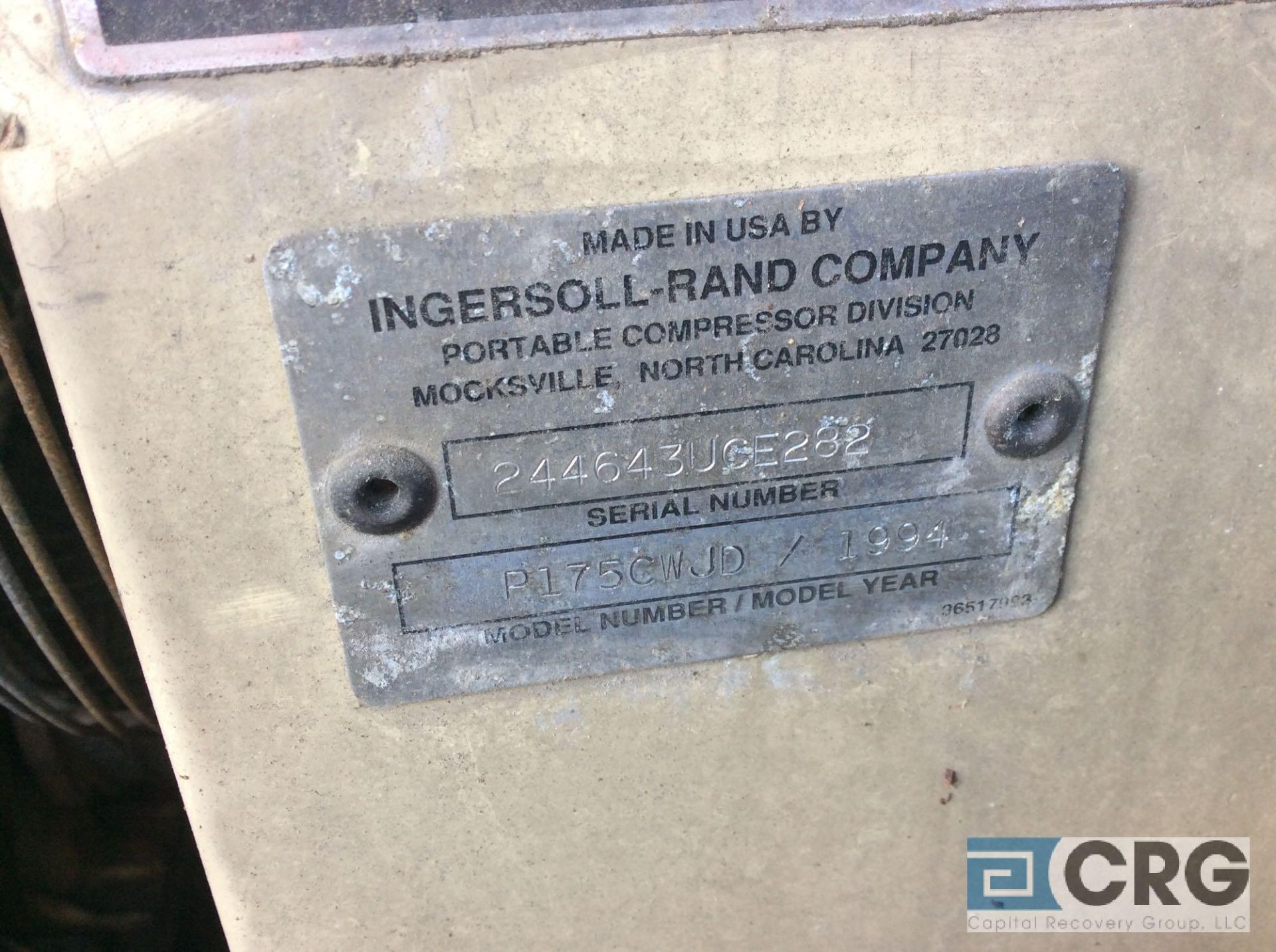 1994 Ingersoll Rand tag-a-long compressor, mn P175CWJD, 0680 hrs (LOCATED INDUSTRIAL AVE OUTSIDE) - Image 2 of 2