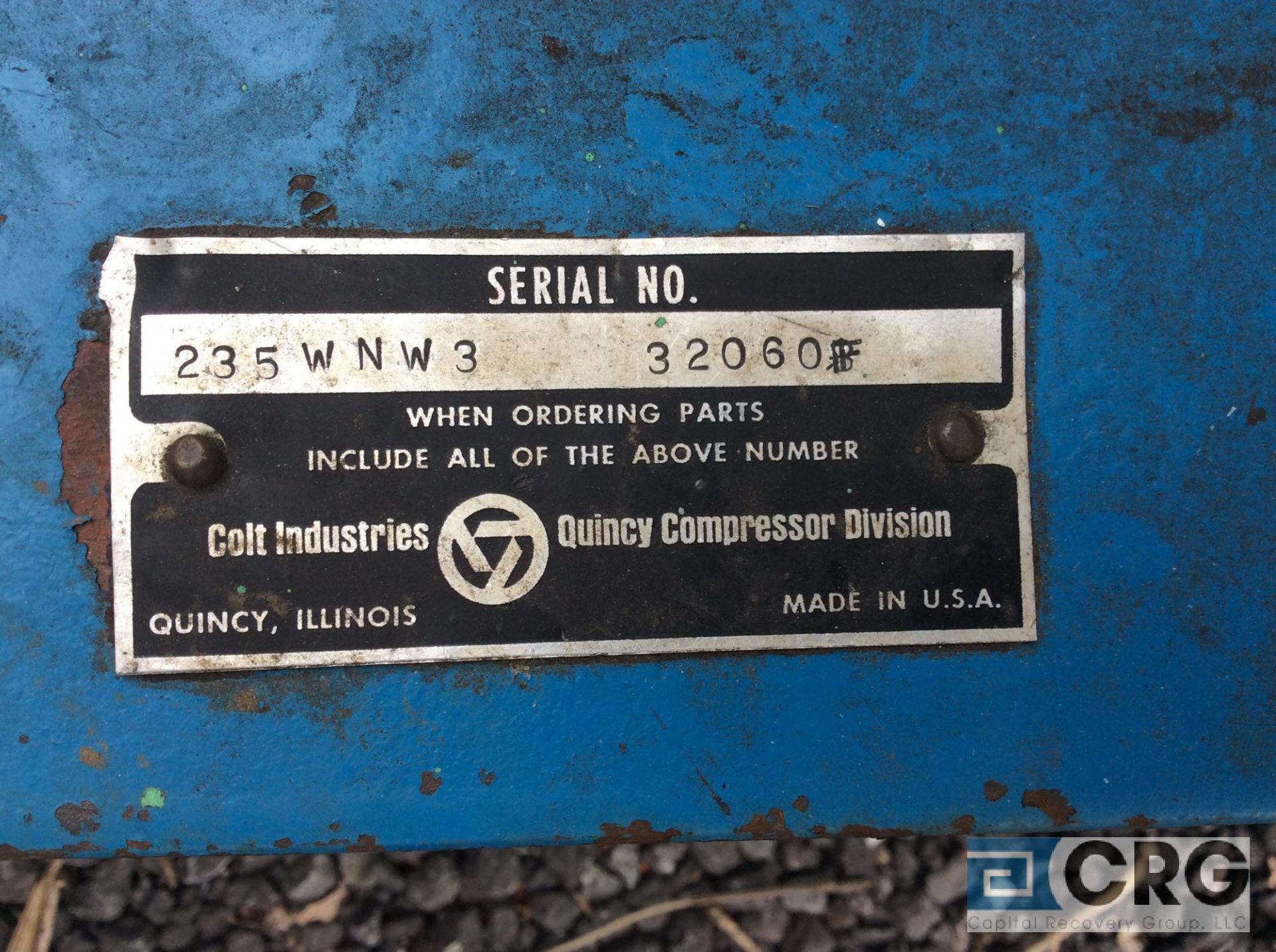 Quincy skid mount air compressor, 50 hp, mn Q235, sn 32060 (LOCATED HARRISON AVE) - Image 2 of 3