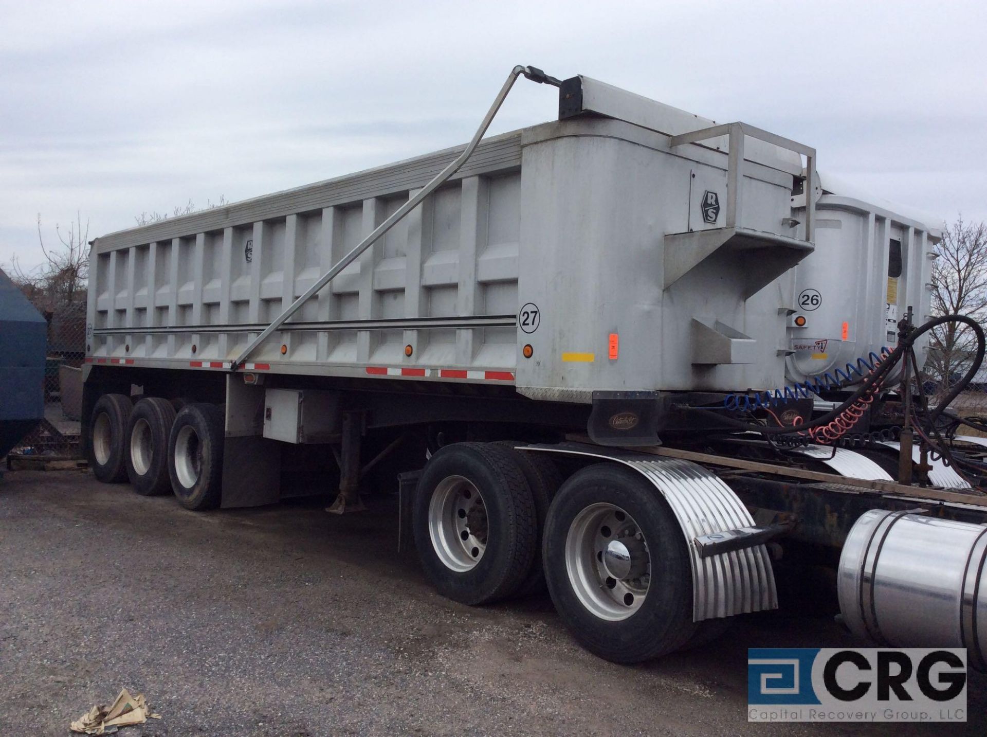 2000 R & S alum. Dump Trailer, 28 ft, triaxle, liner, alum. wheels, 11R24.5 tires, 50 ton hoist, new