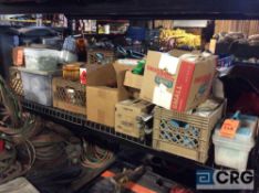 Lot of asst maintenance and office supplies including marking paint, tape, light bulbs, asst