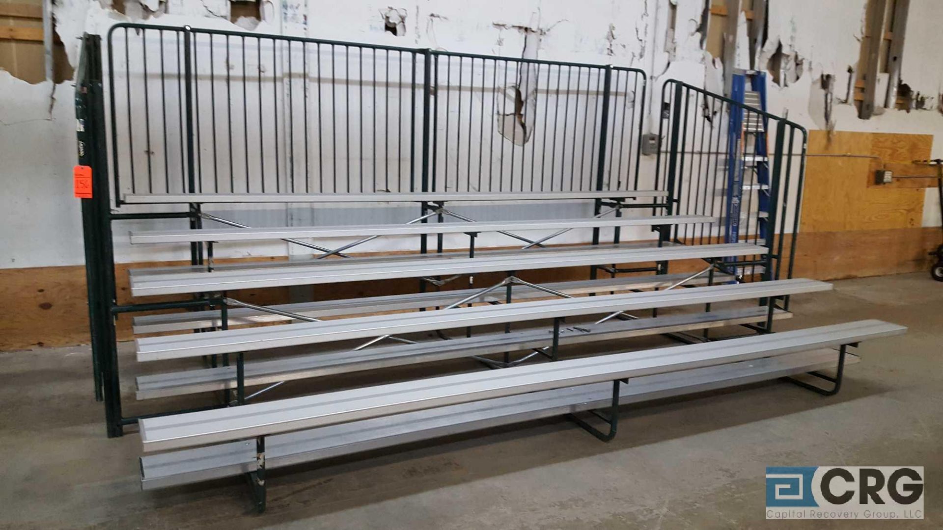 Granite Industries bleacher grandstand set, 15' long, with (5) aluminum benches, (4) aluminum foot