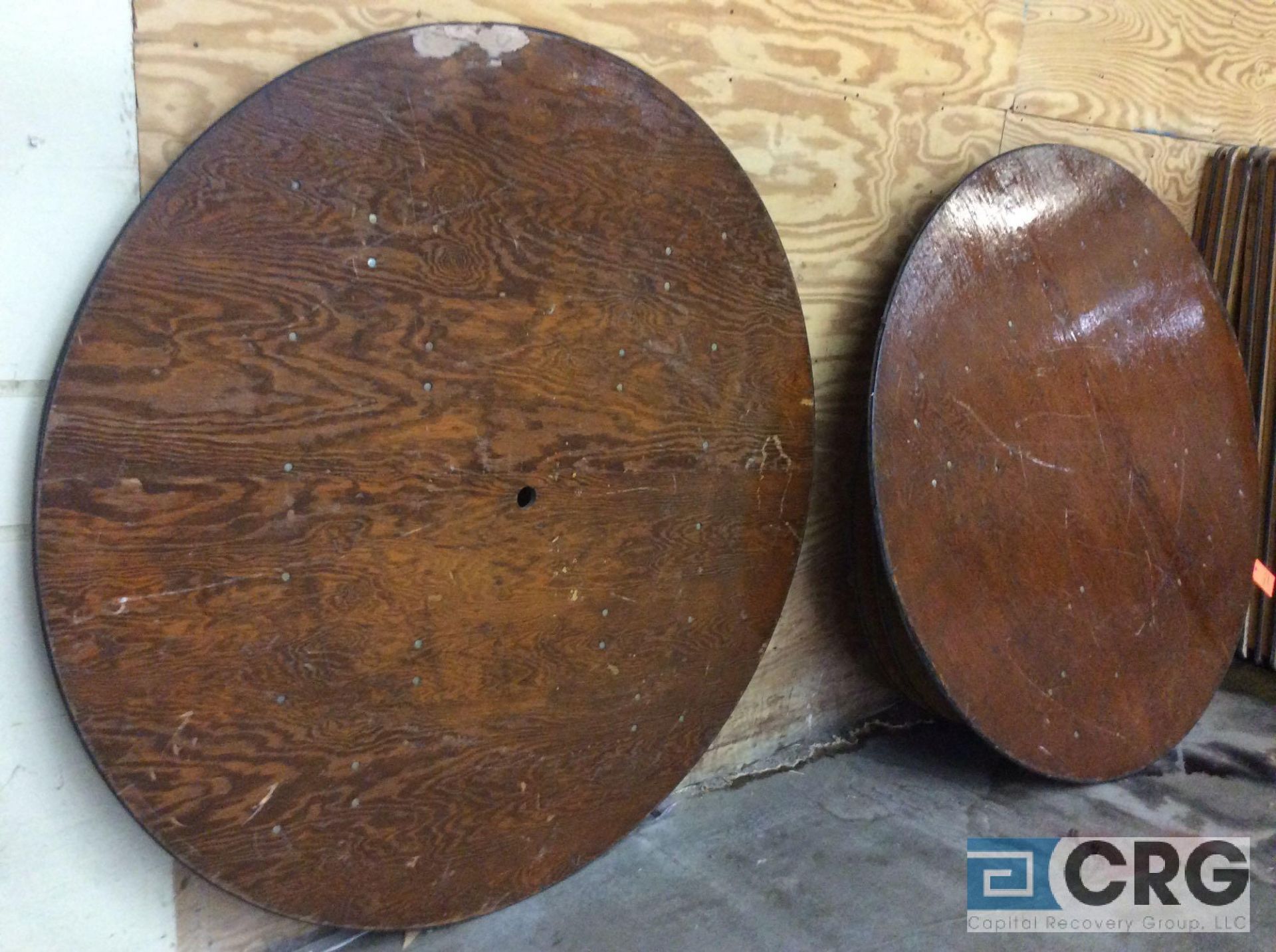 Lot of (2) assorted 72" diameter, folding leg, wood top banquet tables. - Image 2 of 2