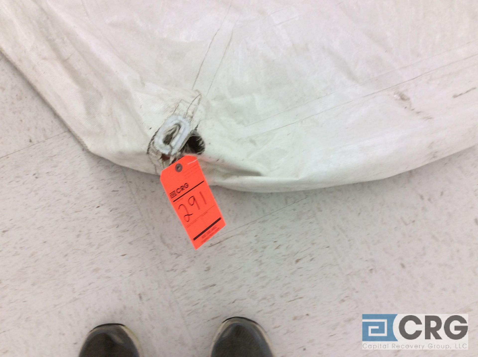 Anchor 20' x 40' white tent top, top only. Buyer is responsible to fold for removal. Some corners - Image 6 of 6