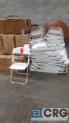 Lot of (168) white plastic seat, metal frame folding chairs.