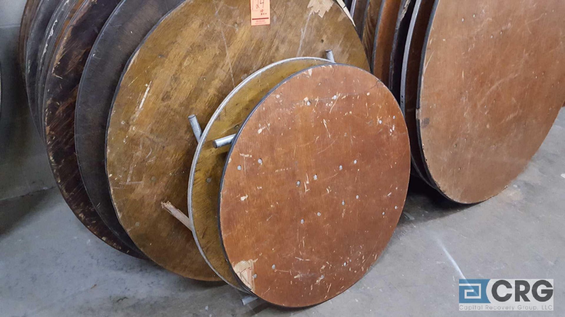 Lot of (13) assorted folding leg wood banquet tables, (11) 48" diameter, (1) 45" diameter, and (3) - Image 3 of 3