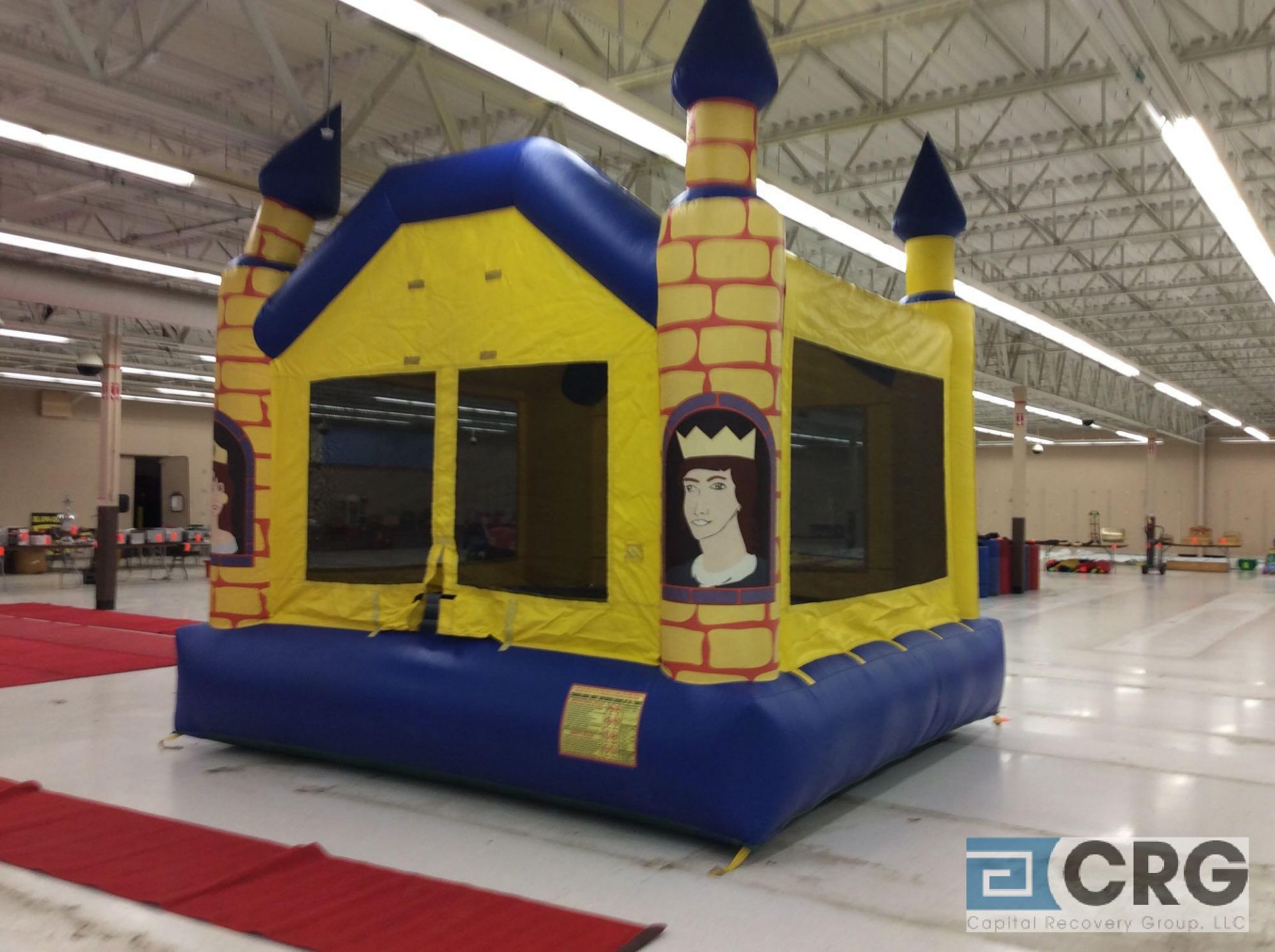 Castle type inflatable bounce house, with blower.