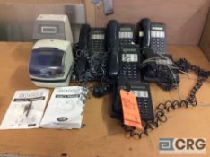 Lot of (7) assorted phones and (2) assorted printers.