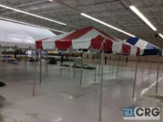 Central California style, 2" andonized aluminum 10' x10' frame tent, with red and white top,