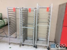 Lot of (3) assorted portable aluminum tray racks.