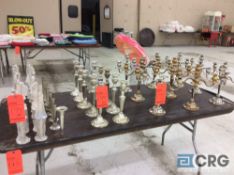 Lot includes (10) single candle , candle holders, (8) assorted 4 candle candle holders, and (40)