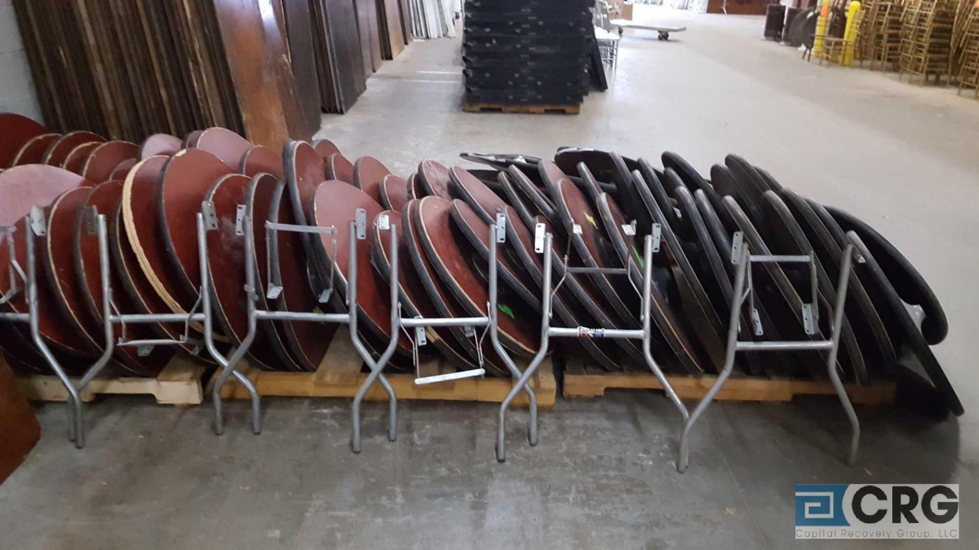 Lot of (81) assorted 24" diameter pedestal tables, with 82 assorted posts, no bases, and 3 pair - Image 3 of 4