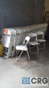 Lot of (183) white, plastic seat with metal frame folding chairs.