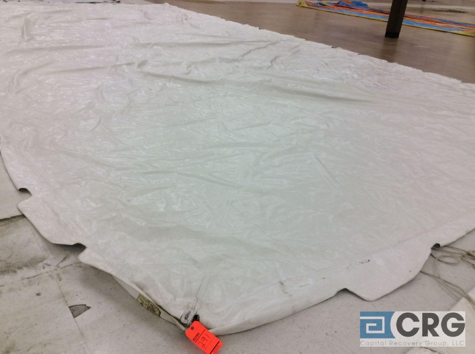 Anchor 20' x 40' white tent top, top only. Buyer is responsible to fold for removal. Some corners - Image 5 of 6