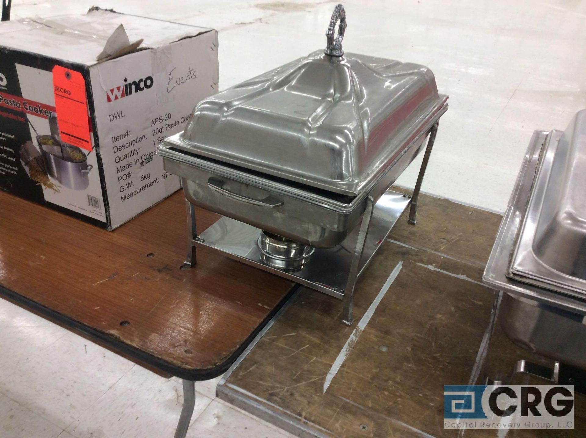 (1) SS chafer with stands, warming pan, food pan insert, and cover. - Image 2 of 2