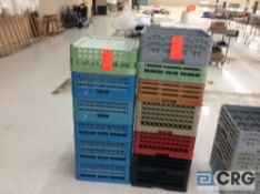 Lot of (13) assorted plastic glass trays, (12) are 25 glass capacity with (1) 10" deep, (2) 9" deep,