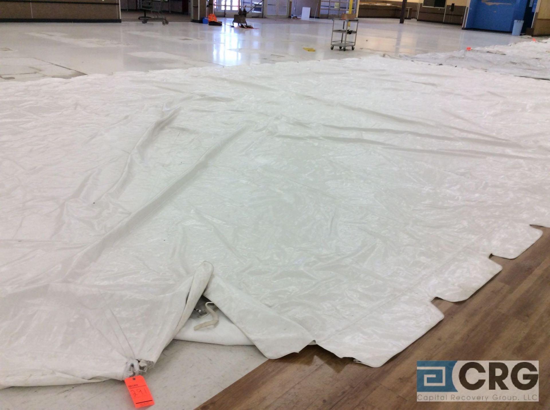 Anchor 20' x 40' white tent top, top only. Buyer is responsible to fold for removal. Some corners - Image 3 of 6