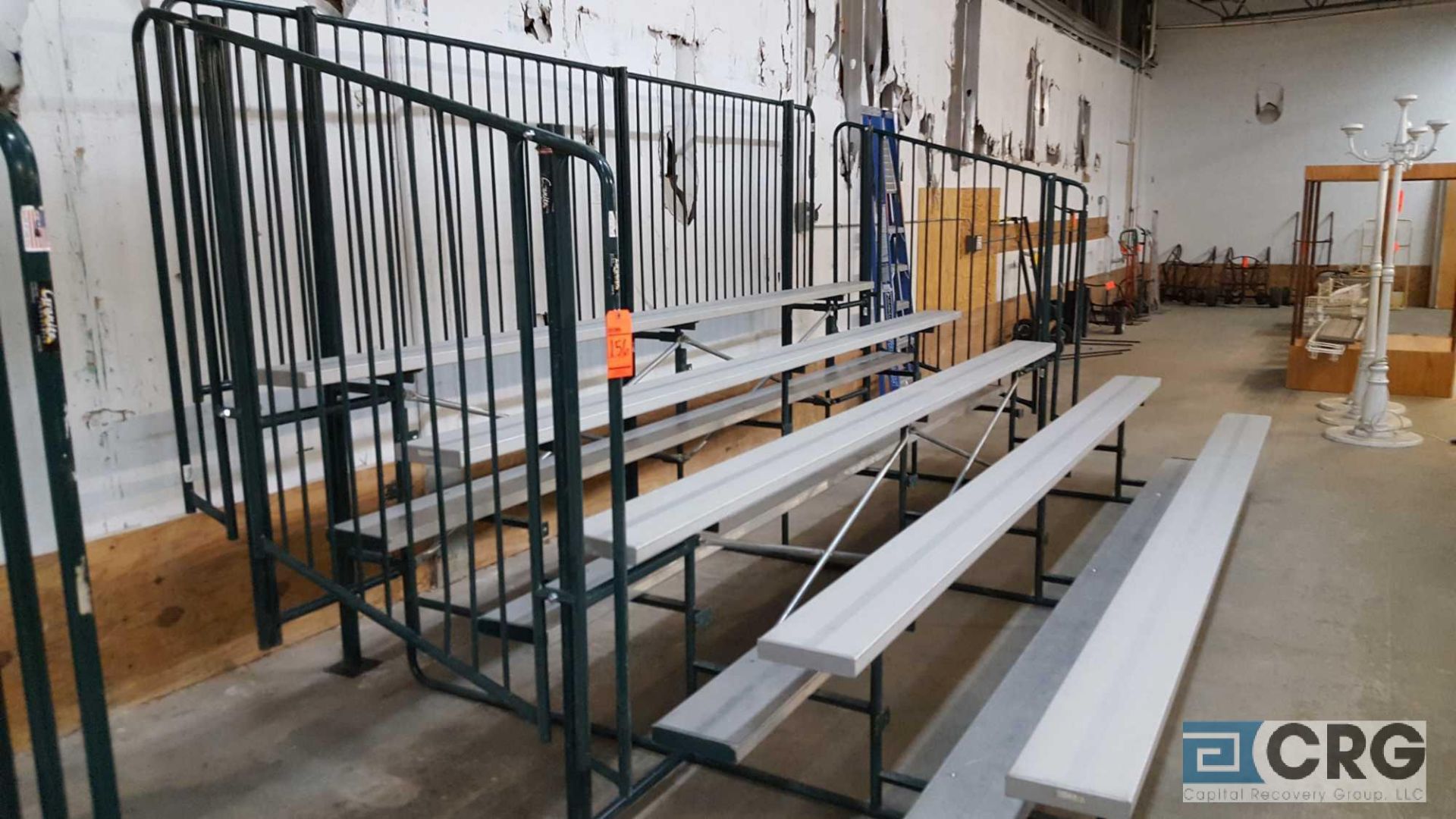 Granite Industries bleacher grandstand set, 15' long, with (5) aluminum benches, (4) aluminum foot - Image 2 of 2