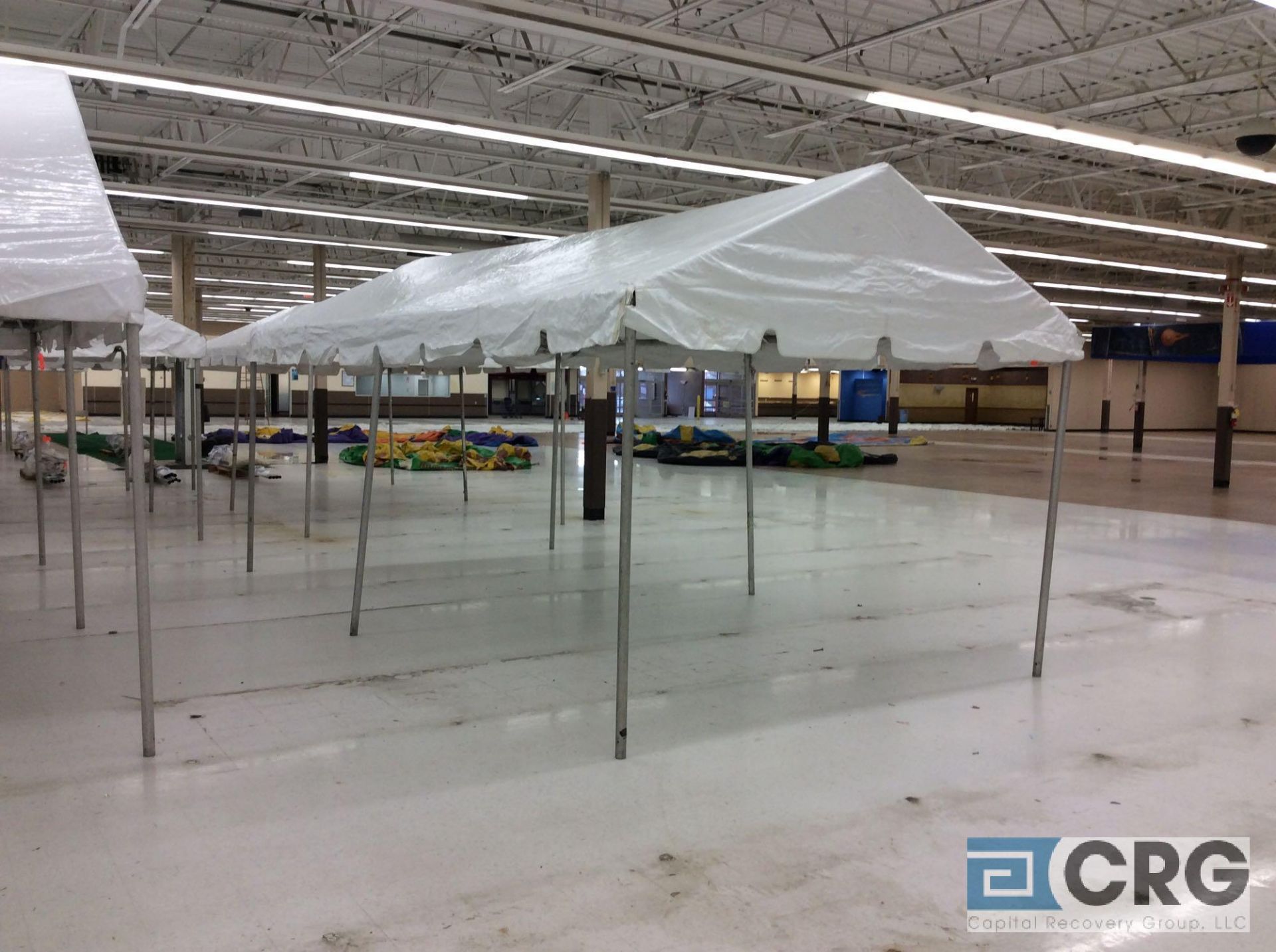 Central 2" adonized aluminum 10' x 20 frame tent, as is, no ropes or stakes, buyer is responsible - Image 2 of 5