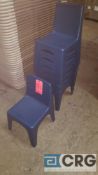 Lot of (8) blue plastic children's chairs.
