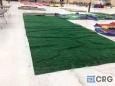 Lot of (4) assorted green, indoor/ outdoor carpets.