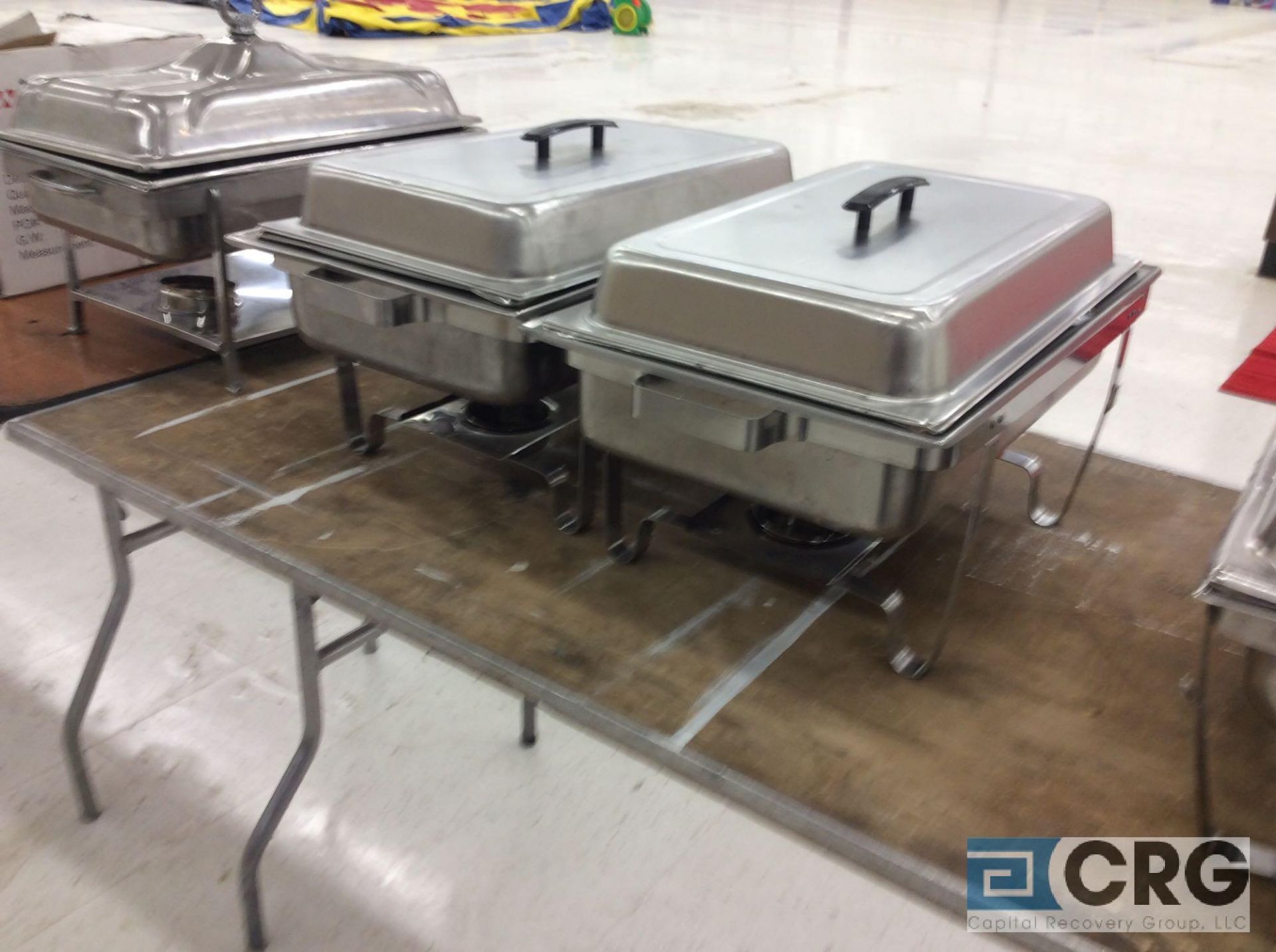 Lot of (2) assorted SS chafers, each with stand, warming pan, food pan insert, and cover. - Image 2 of 2