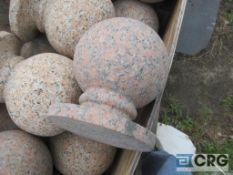 Lot of (9) granite pillar balls, capao red, sandblasted, Heavy Duty Crate extra $75.00