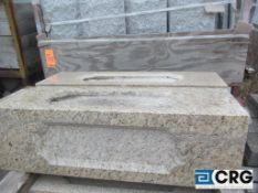 Lot of (2) Giallo Veneziano granite pedestal, 12 x 12 x 40 in. high, Stone Quest Will load for $25.