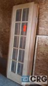 Lot of (3) assorted wood doors with glass panels