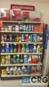 Lot of assorted cleaning solvents, trash bags, and polishes etc, contents of (1) section of