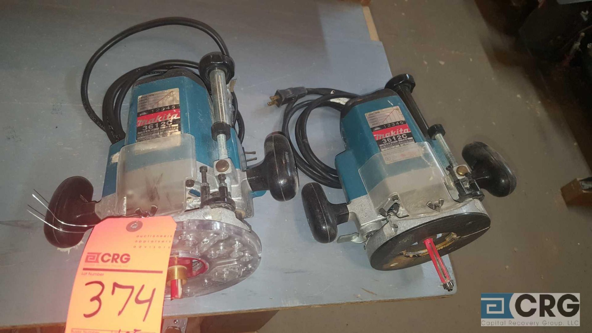 Lot of (2) assorted Makita 3612C electric routers