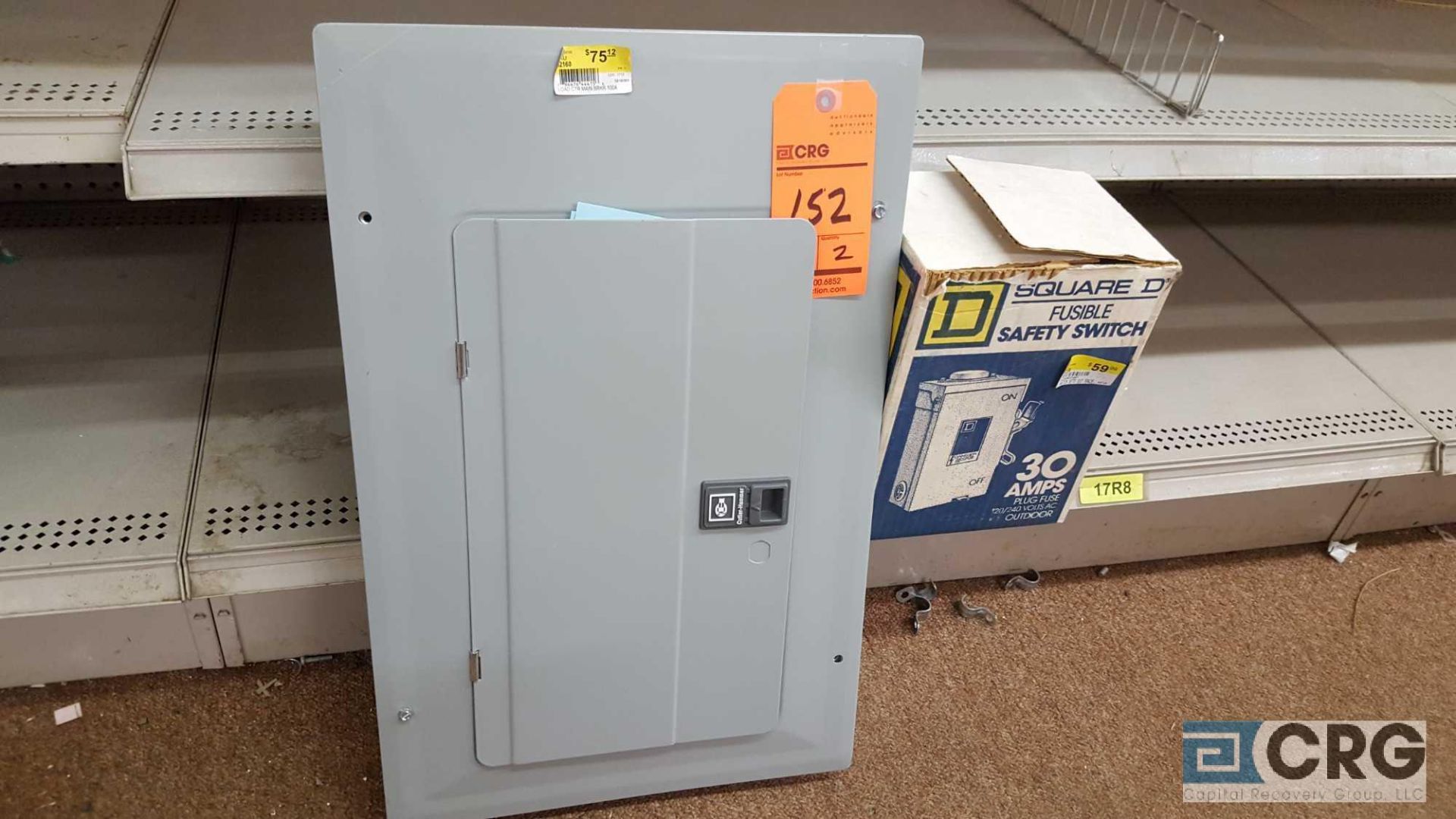 Lot of (2) assorted electric control boxes, (1) Cutler Hammer breaker box, NEW, and (1) Square D